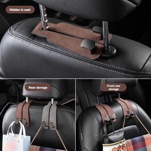 Car Seat Back Storage Hook, 1 Count PU Leather Car Seat Back Hidden Hook, Multipurpose Durable Hooks, Car Interior Accessories, Holder, Car Organizer, Automotive